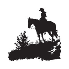 cowboy riding horse silhouette