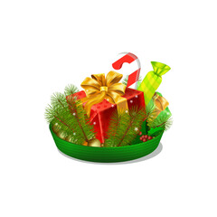Christmas Gift Basket with Holly and Candy Cane
