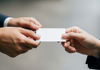 Handing Over Business Card Professional Exchange and Connection