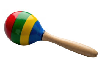 A colorful maraca musical instrument isolated on transparent background