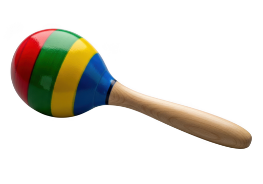 A colorful maraca musical instrument isolated on transparent background - Powered by Adobe