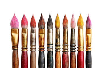 A vibrant collection of artist paintbrushes in various colors and sizes.