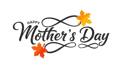 Elegant happy mothers day calligraphy with autumn leaves decoration