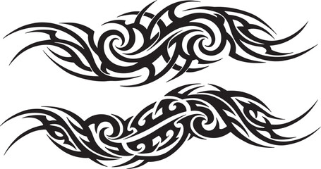 Fototapeta premium Swirling Tribal Art Designs Dynamic Vector Graphics of Abstract Ornamentation