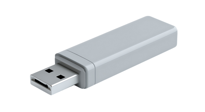A sleek silver usb flash drive presented on a dark isolated background