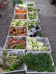 Fresh Assorted Vegetables Displayed in Market Baskets
