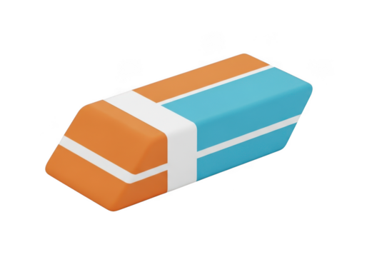Orange and blue eraser isolated on transparent background