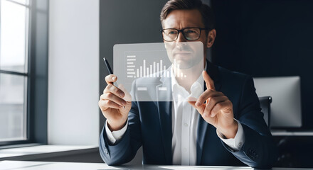 business woman touching virtual screen'businessman touching virtual screen'young woman pressing virtual button'business woman pointing at something on the screen'business woman in front of a virtual
