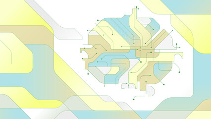 Abstract brain geometric banner elements vector background