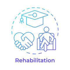 Rehabilitation blue gradient concept icon. Reforming offenders. Crime prevention. Corrections management. Round shape line illustration. Abstract idea. Graphic design. Easy to use in booklet