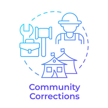 Community corrections blue gradient concept icon. Live in society under supervision. Correctional institution. Round shape line illustration. Abstract idea. Graphic design. Easy to use in booklet