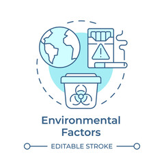 Environmental factors soft blue concept icon. Biohazard impact. Global environment. Health risk. Round shape line illustration. Abstract idea. Graphic design. Easy to use in blog post, booklet