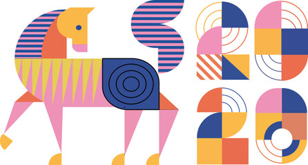 vector illustration of a set of colorful funny monsters