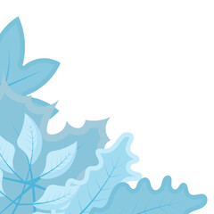 Snow With Frozen Leaves Corner