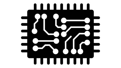 Abstract electronic circuit board icon representing technology, computing, integrated circuit design for digital hardwar