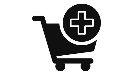 Add to cart shopping cart icon with plus sign indicating product addition to online retail e-commerce website