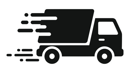Fast delivery truck icon with motion blur representing express shipping service and quick logistics solutions worldwide