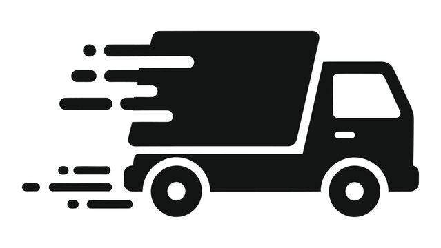 Fast delivery truck icon with motion blur representing express shipping service and quick logistics solutions worldwide