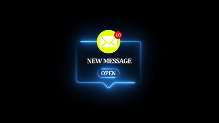 glowing neon receiving new email message alert, sitting at desk with laptop in casual outfit, representing real time digital communication and modern email marketing lifestyle 4k video.