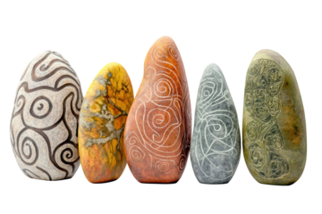 Colorful rune stones representing ancient symbols
