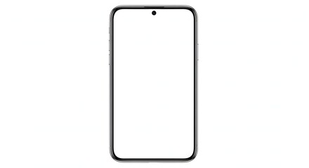 Modern smartphone with blank white screen isolated on a white background