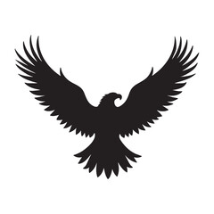 Naklejka premium Strong eagle silhouette soaring boldly above crisp white empty sky