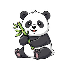 Cute Cartoon Panda with Bamboo vector cartoon illustration