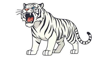 Majestic Standing Tiger Full Body Vector Illustration