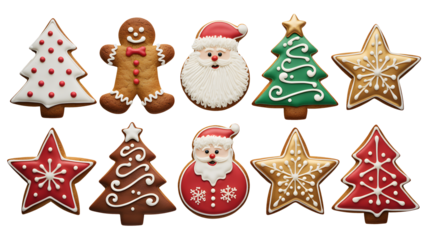 Sweet treats display festive shapes in a decorative arrangement for holidays.