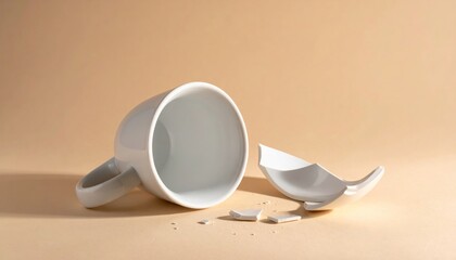 Black coffee cup, white porcelain mug and brown ceramic tea cup with saucer. Separate hot beverage objects