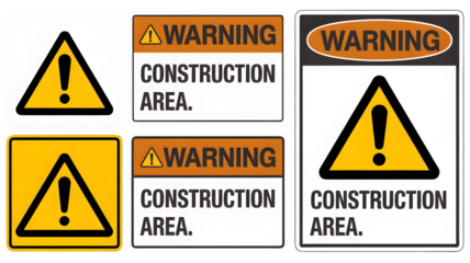 Warning signs display an exclamation mark inside a yellow triangle shape.