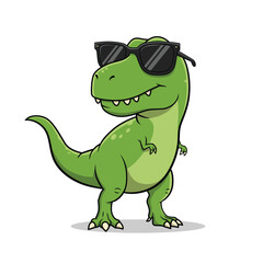 vector illustration of a dinosaur wearing glasses