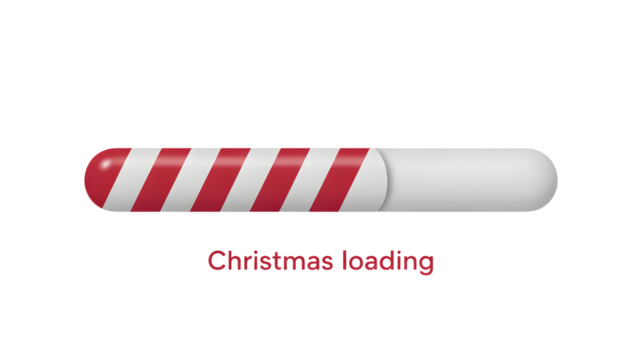A candy cane progress bar shows festive season approaching.