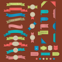 stickers of exquisite ribbons vector