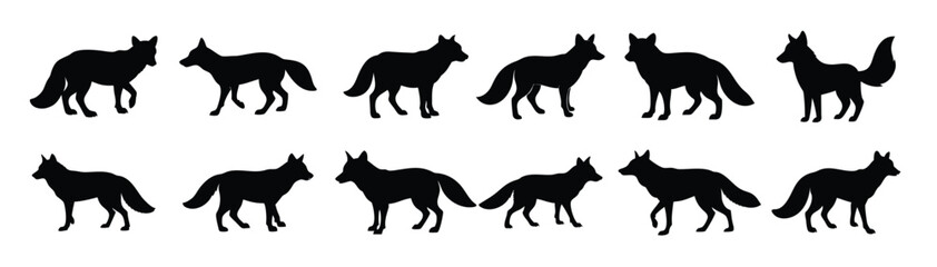 Set of fox silhouette illustration  © Qarejua
