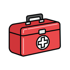 Red First Aid Kit with White Cross Symbol vector clip art