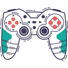 White Gaming Controller With Teal Accents And Red Buttons Against A Transparent Background