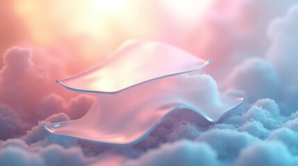 Abstract flowing shapes with cloudy background