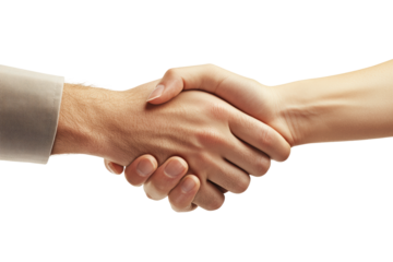 Handshake with thumbs showing strength
