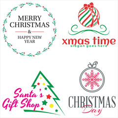 Set christmas decorative  art and illustrator eps 10