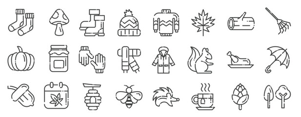 Fototapeta premium autumn element outline icon set autumn season icon pack