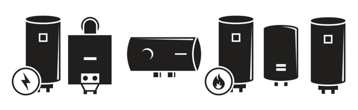 boiler icons set black on a white background