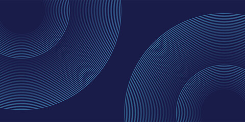 Abstract blue geometric lines glowing on dark blue background. Modern shiny blue circle lines pattern. Futuristic technology concept.