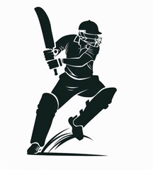 Obraz premium cricket player logo - minimalist design template