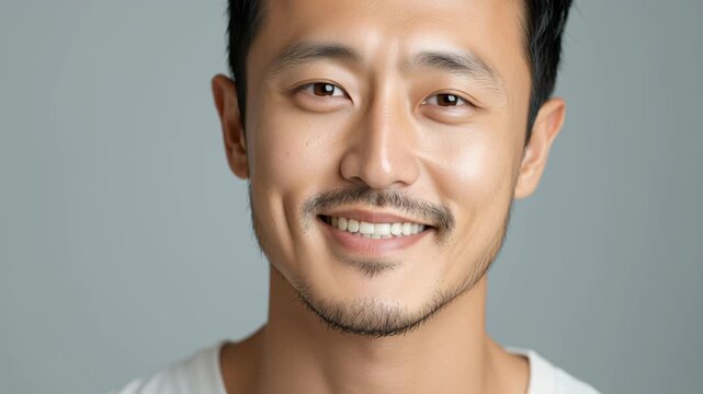 Portrait of individual in white shirt on gray background&mdash;symbolizing clarity, presence, and neutral identity.