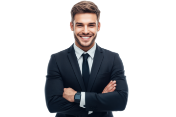Confident businessman with arms folded smiling