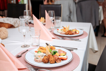 Elegant appetizers on a wedding.