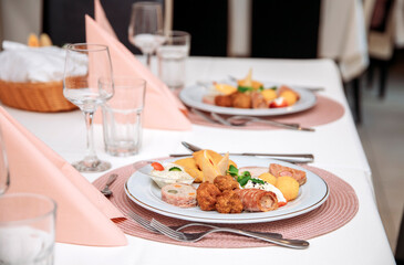 Elegant appetizers on a wedding.