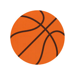 A simple, flat, vector illustration of a basketball. The ball is orange with black lines indicating the panels. The image is on a white background