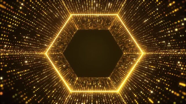 Golden Kikkou Hexagon Radiant Background for Wedding Beauty Video